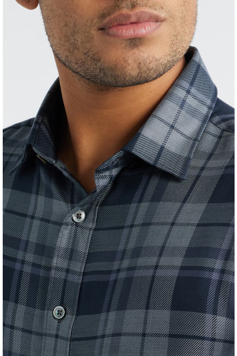Julian Shaped Fit Plaid Cotton Twill Button-Up Shirt, Alternate, color, ANTHRACITE