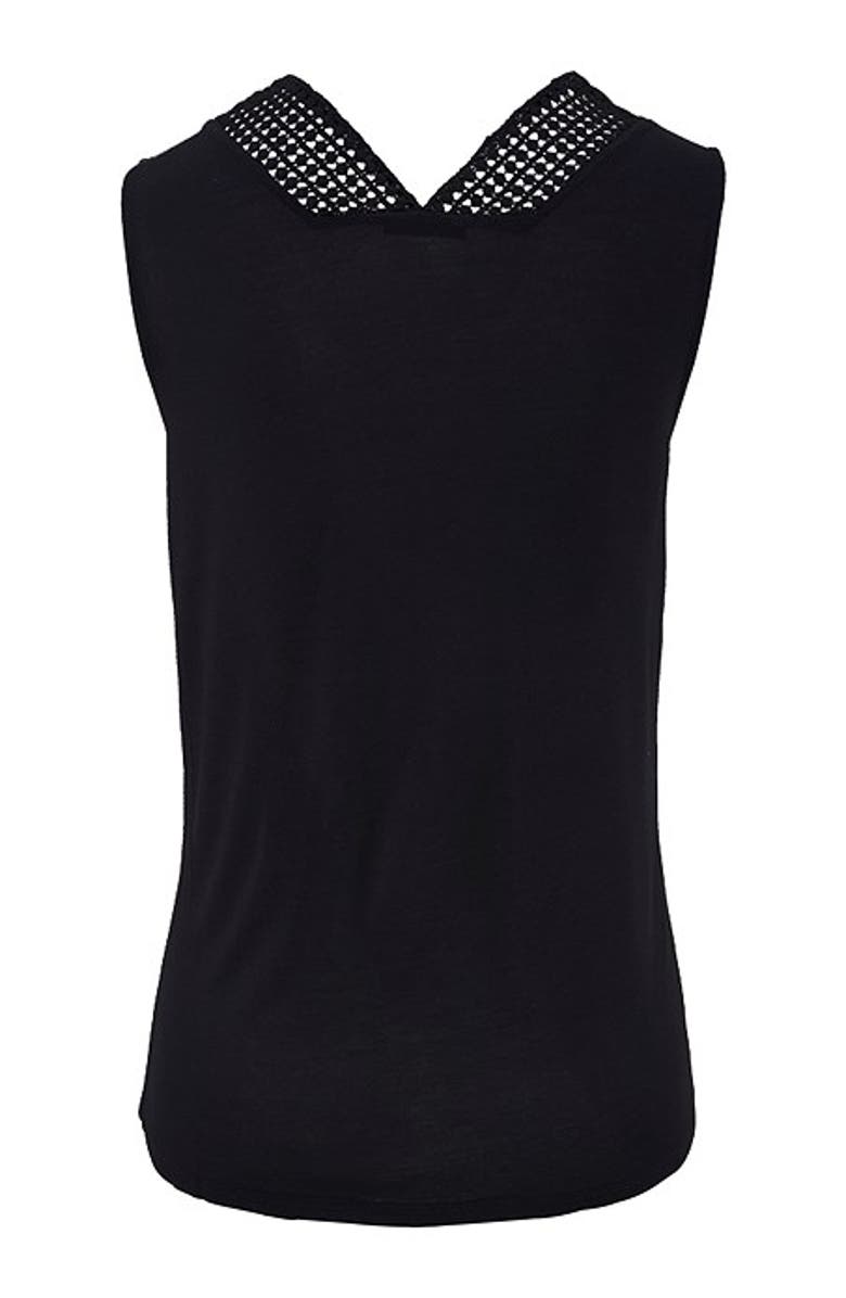 LASCANA Women's Crochet Insert Tank Top, Alternate, color, Black