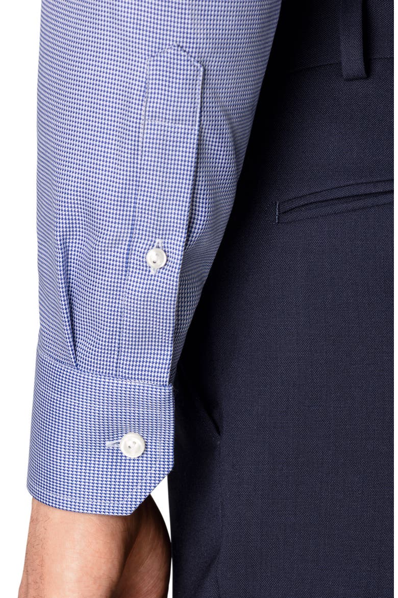 Slim Fit Houndstooth Cotton Dress Shirt, Alternate, color, BLUE