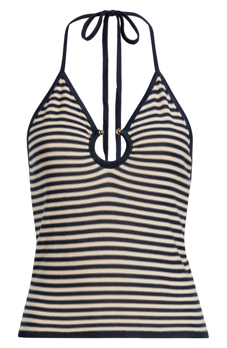 DELUC Patmos Stripe Crop Cotton Blend Top, Alternate, color, Blue/ Beige