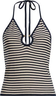 DELUC Patmos Stripe Crop Cotton Blend Top