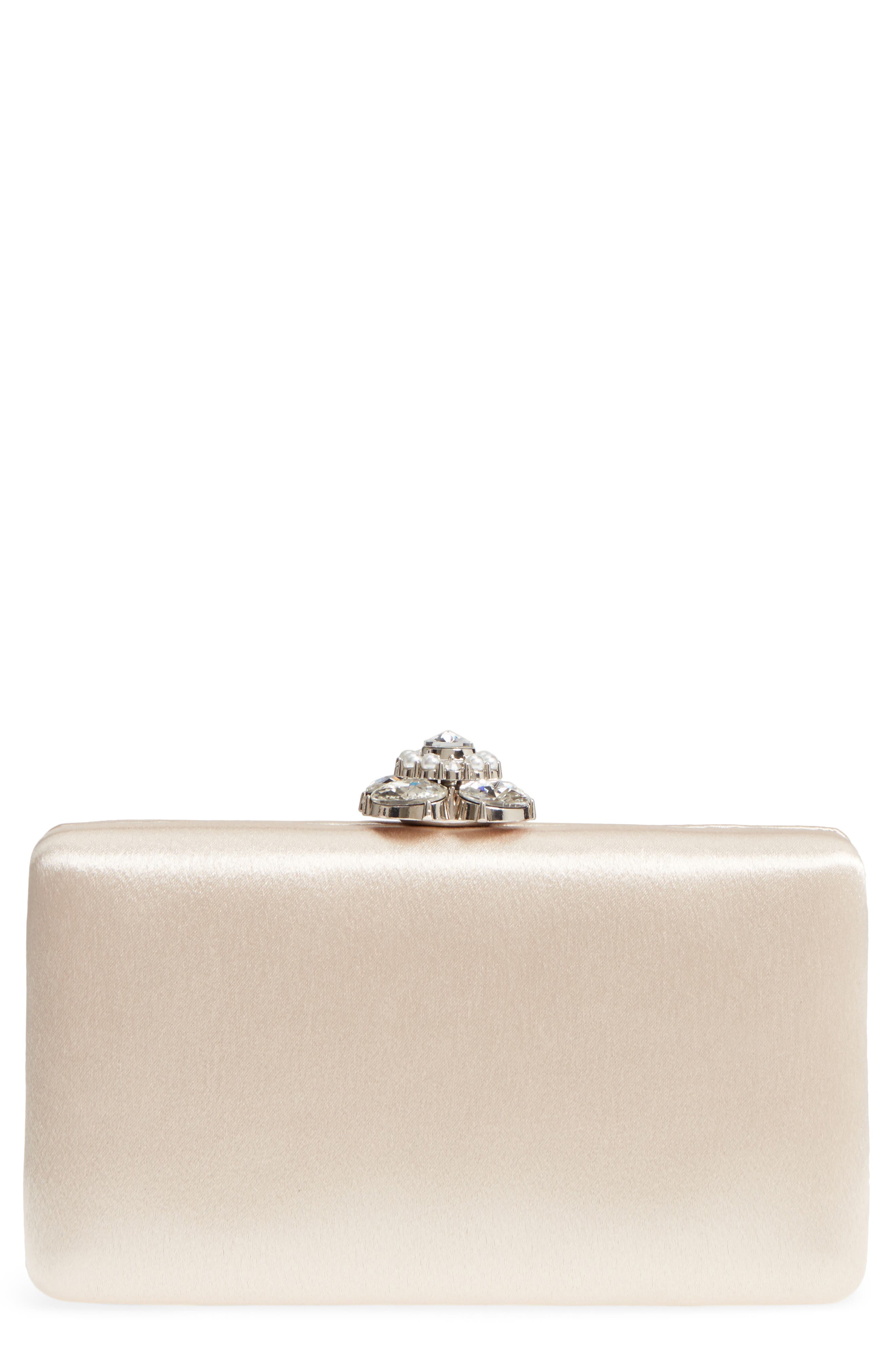 Nordstrom Crystal Imitation Pearl Clasp Box Clutch, Main, color, 