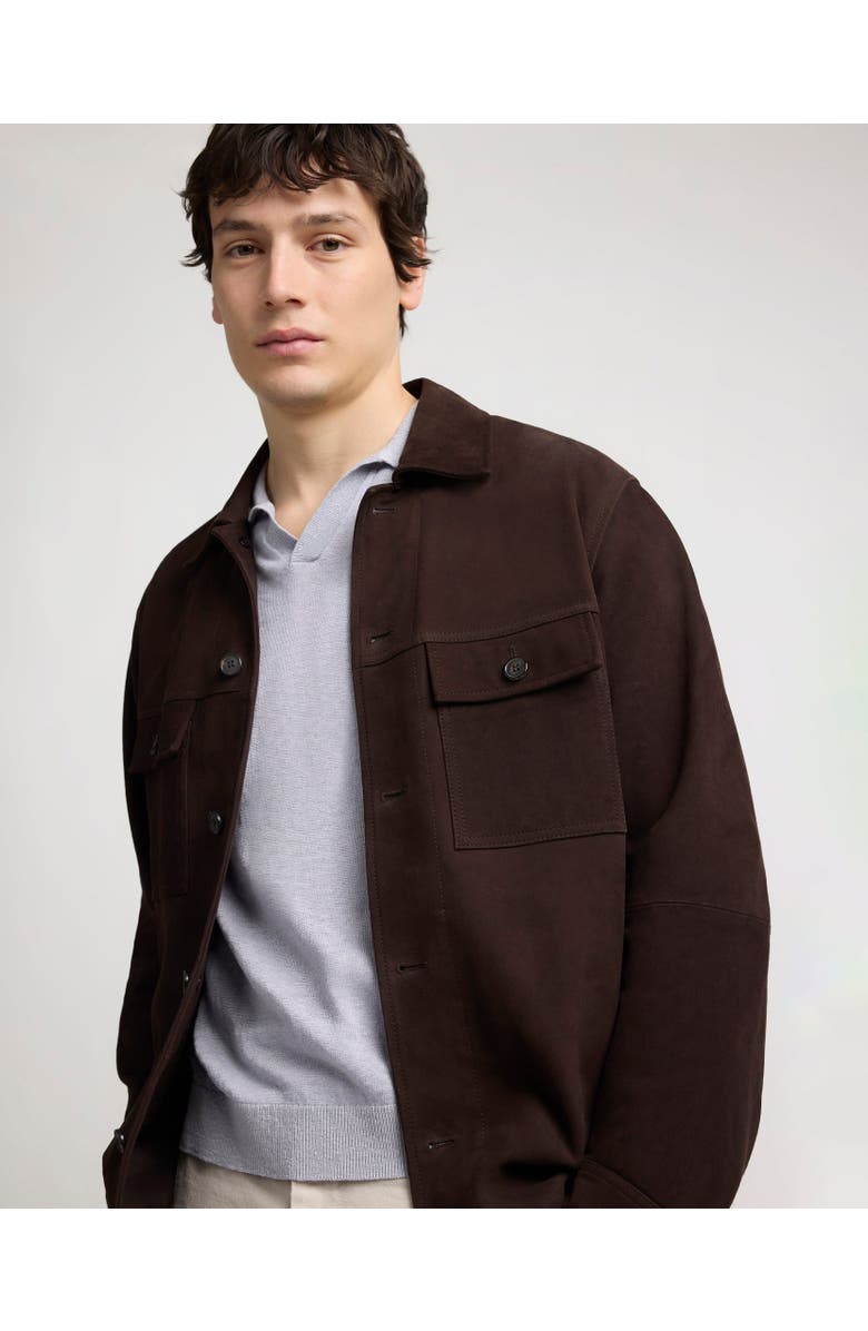 Onia Suede Traveler Jacket, Alternate, color, Chocolate