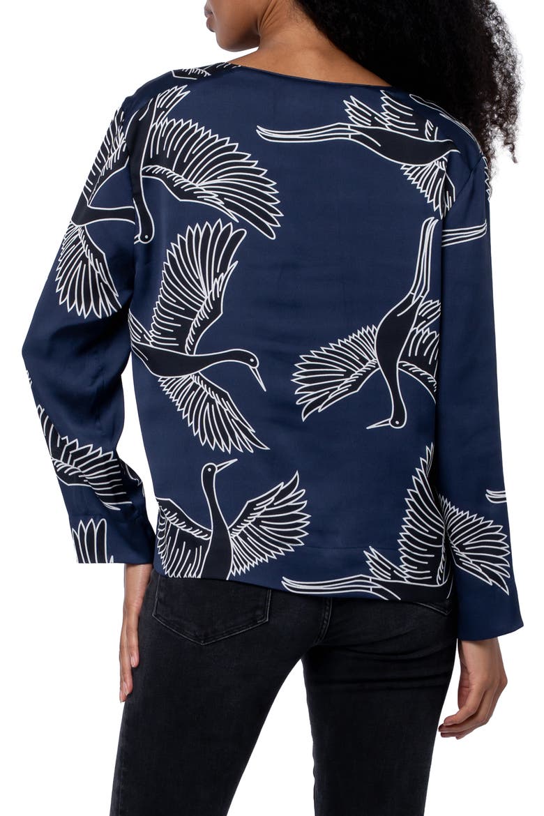 Jones Bird Print V-Neck Top, Alternate, color, NAVY MULTI