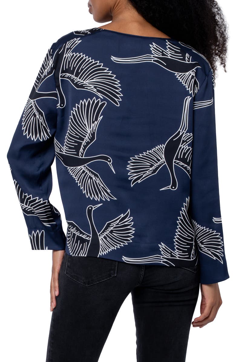 CIEBON Jones Bird Print V-Neck Top, Alternate, color, Navy Multi