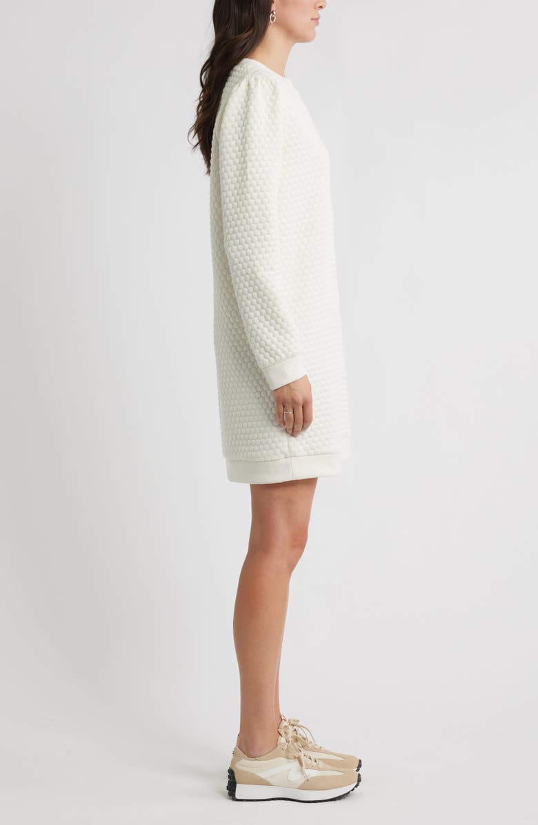 Caslon<sup>®</sup> Long Sleeve Quilted Sweatshirt Minidress, Alternate, color, Ivory Pristine