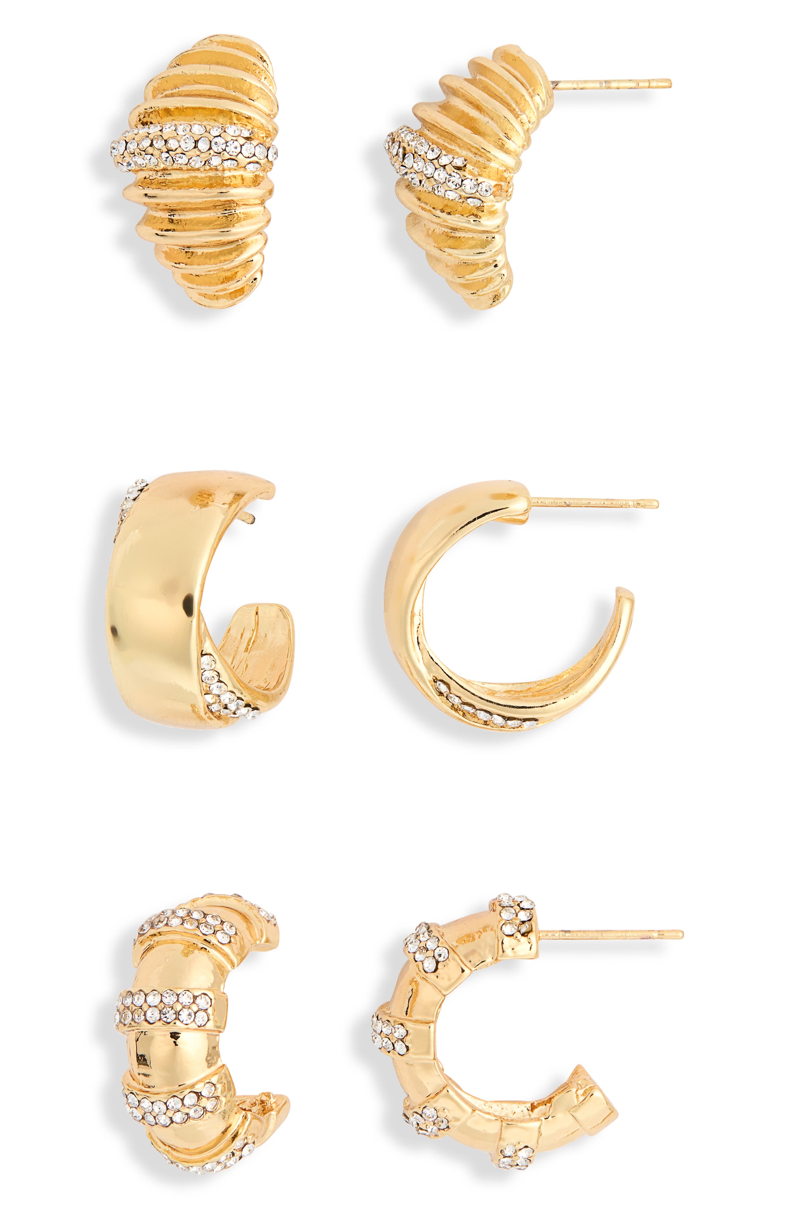 3-Pack Assorted Hoop Earrings