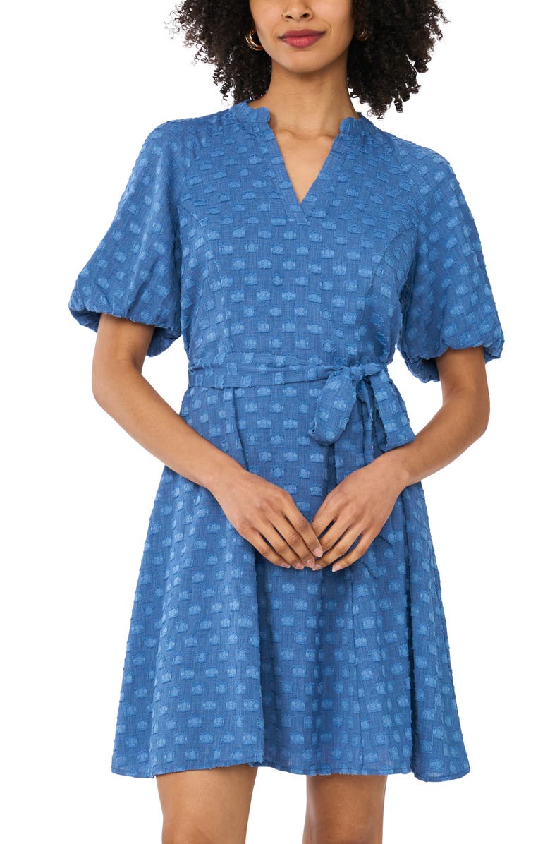 Vince Camuto Dobby Texture Dress, Alternate, color, Classic Indigo