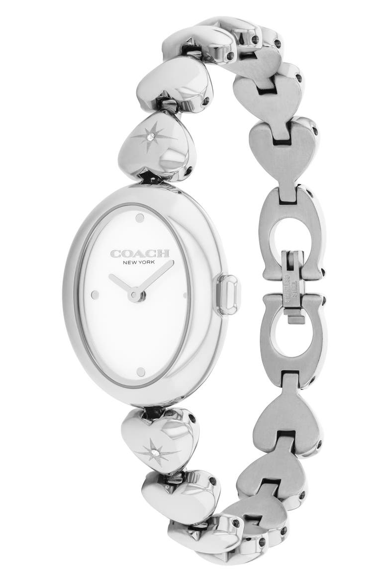 Heart Bracelet Watch, 22mm, Alternate, color, SILVER/ WHITE