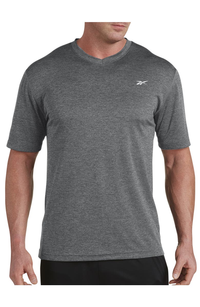 Reebok Performance Mesh V-Neck T-Shirt, Main, color, Granite Heather