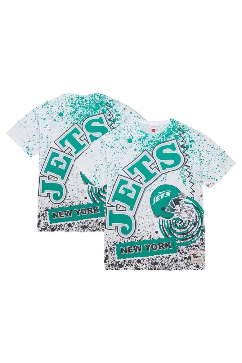Men's Mitchell & Ness White New York Jets Team Burst Sublimated T-Shirt, Main, color, White