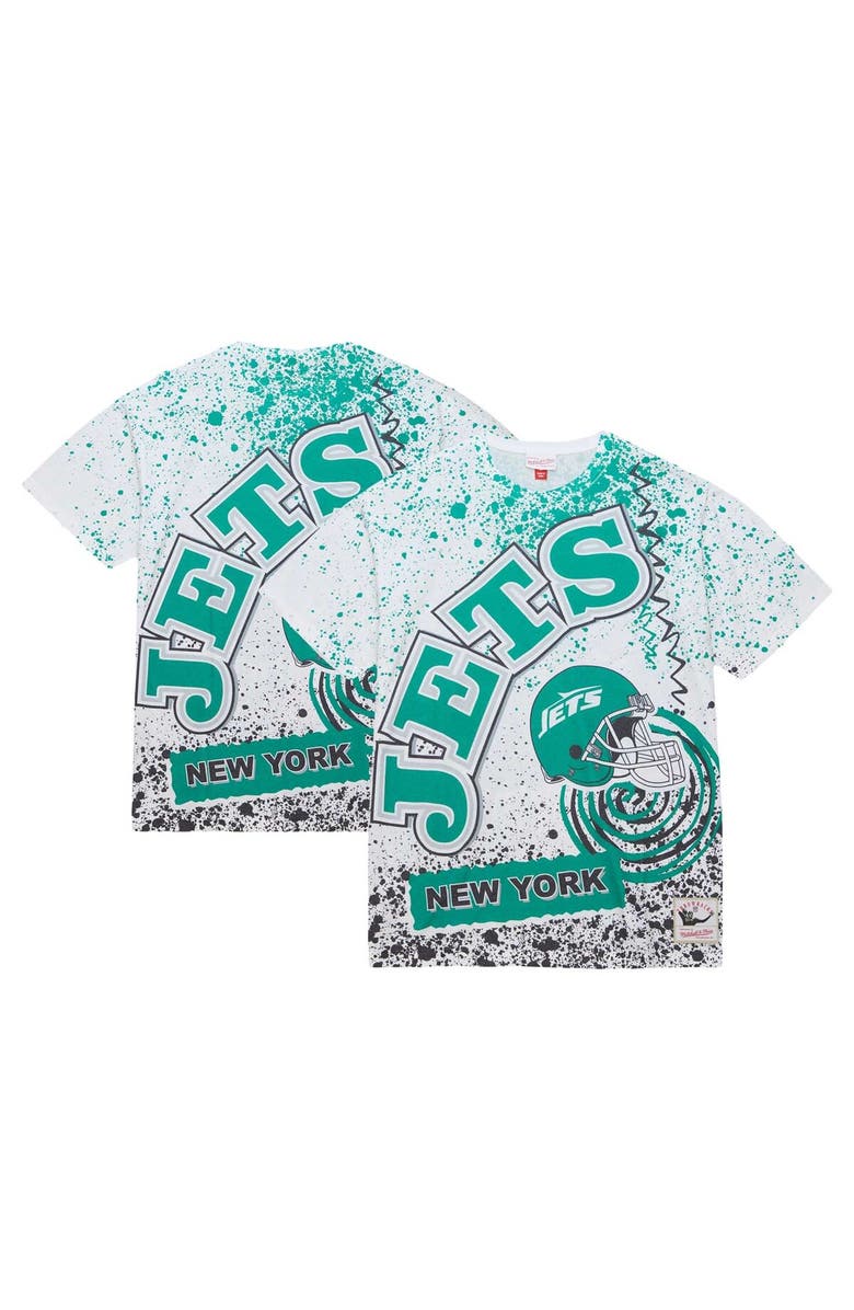 Mitchell & Ness Men's Mitchell & Ness White New York Jets Team Burst Sublimated T-Shirt, Main, color, White