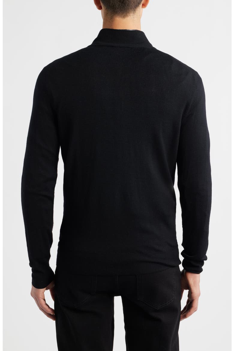 Quarter Zip Wool Blend Sweater, Alternate, color, BLACK