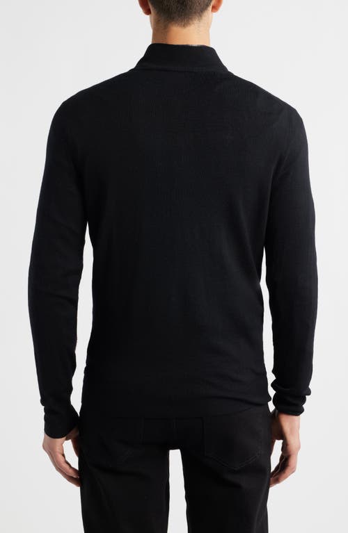 Canali Quarter Zip Wool Blend Sweater In Black