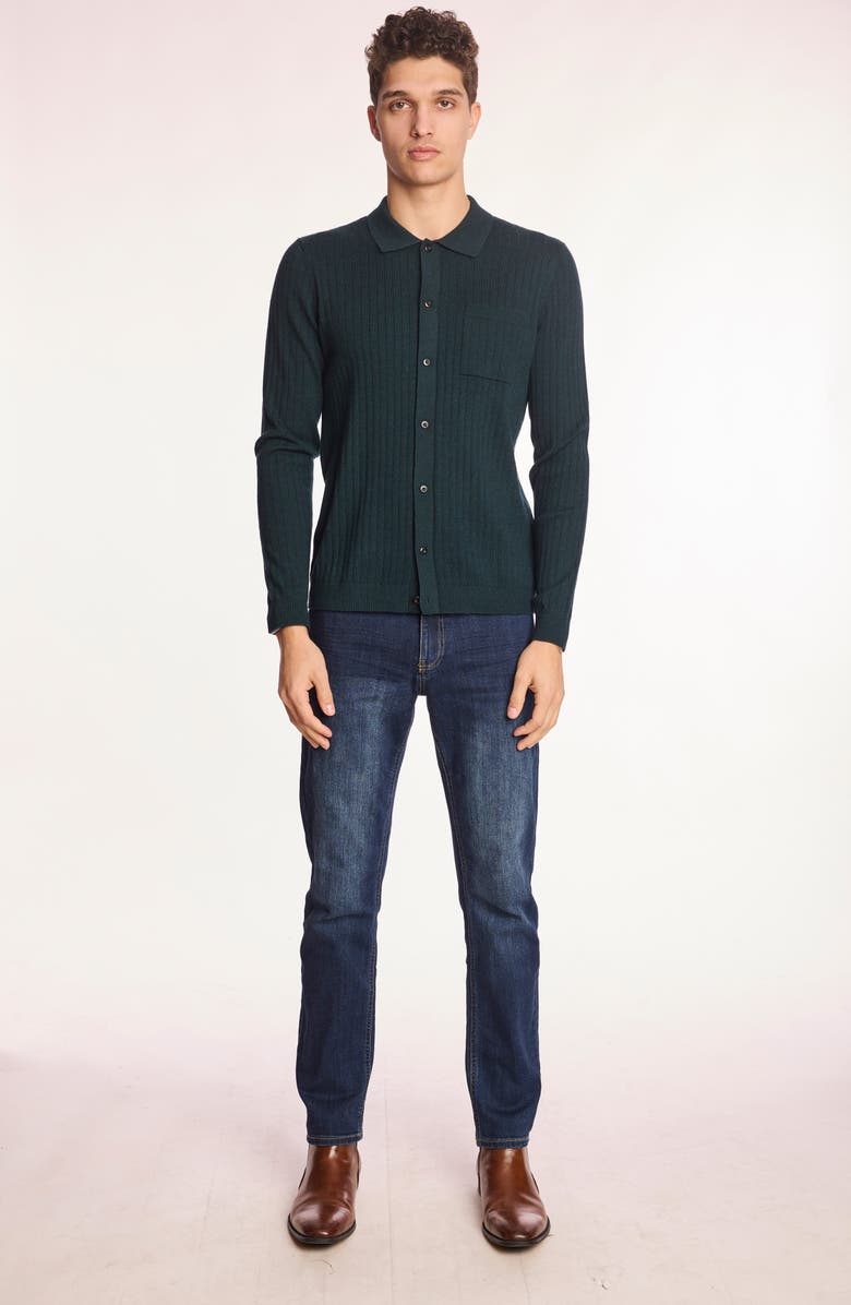 PAISLEY & GRAY Rib Button-Up Polo, Alternate, color, Jungle