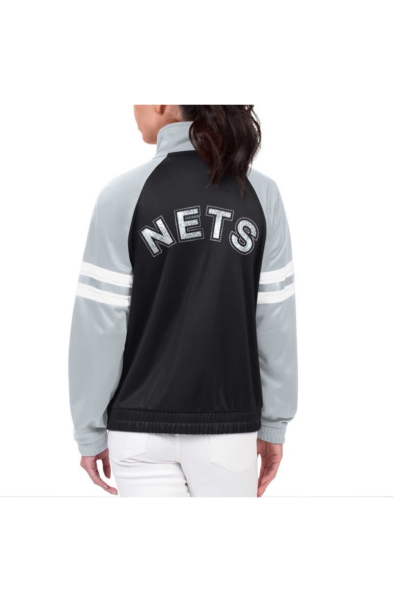 G-III 4HER BY CARL BANKS Women's G-III 4Her by Carl Banks Black Brooklyn Nets Main Player Raglan Rhinestone Full-Zip Track Jacket, Alternate, color, Black
