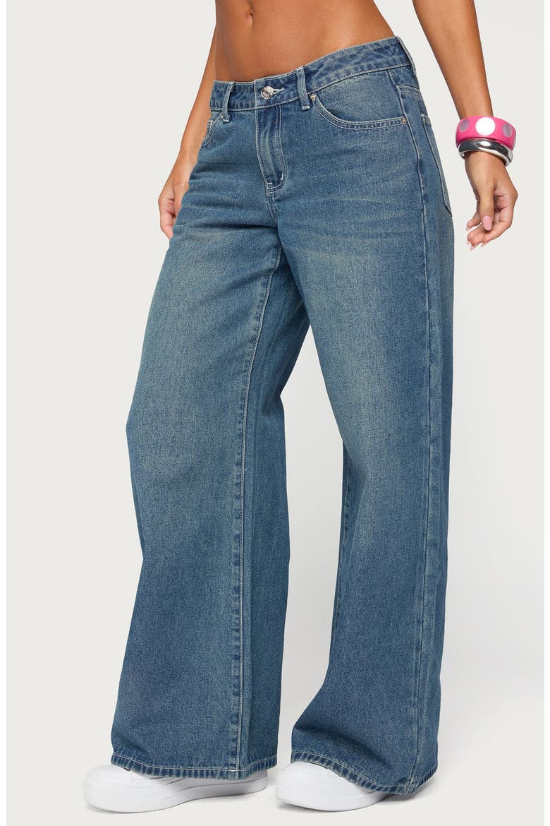 Contrast Stitch Low Rise Baggy Jeans, Alternate, color, MEDIUM-BLUE-WASHED