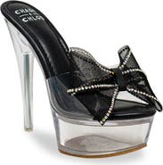 CHASE AND CHLOE Rhinestone Bow Platform Sandal
