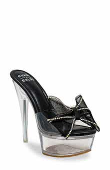 Rhinestone Bow Platform Sandal