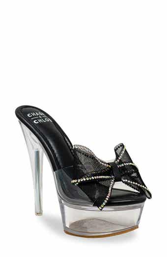 Rhinestone Bow Platform Sandal