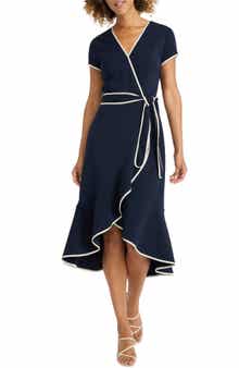 Maggy London Short Sleeve Faux Wrap Dress
