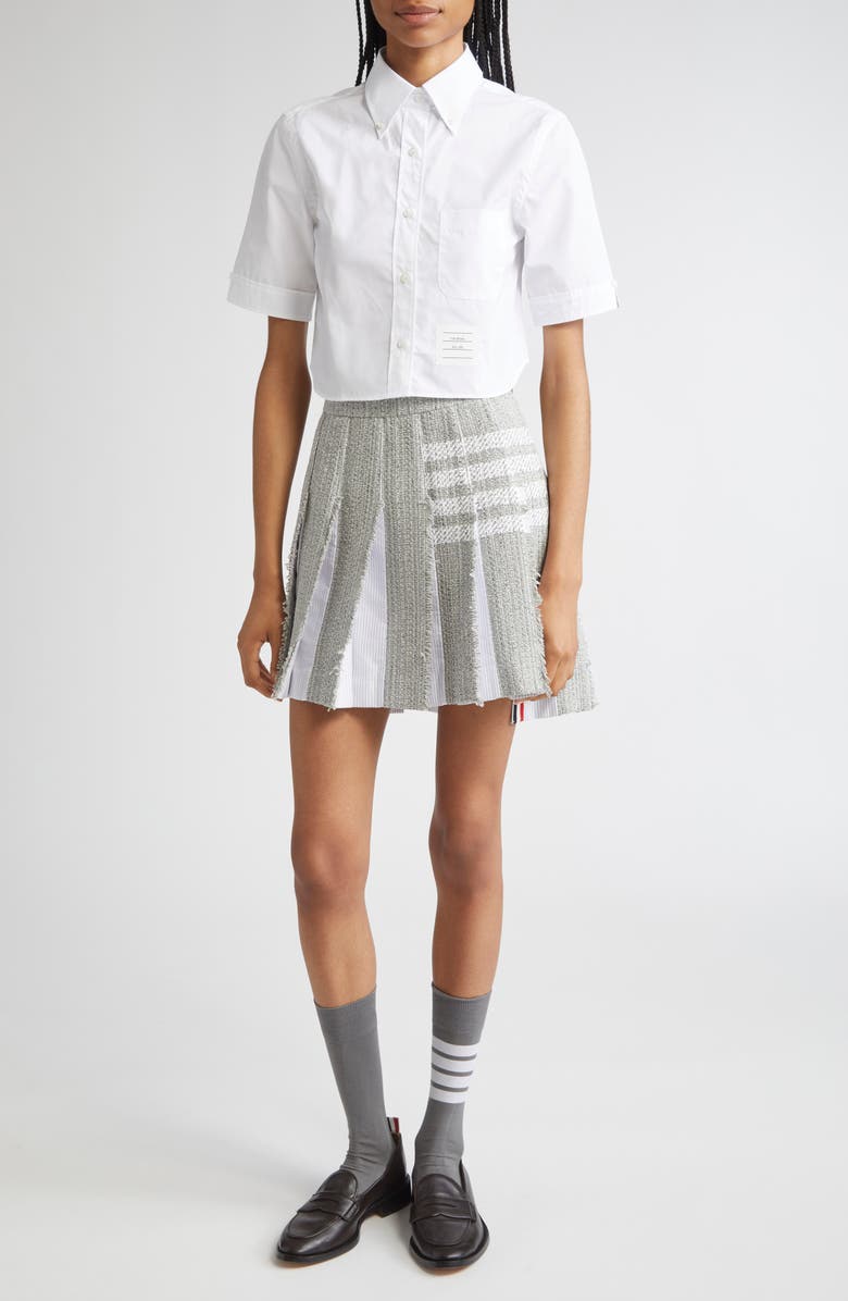 Thom Browne Classic Crop Cotton Poplin Button-Down Shirt, Alternate, color, White