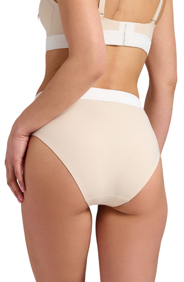 Siella Organic Cotton Rib High Waist Brief, Alternate, color, Whisper Beige
