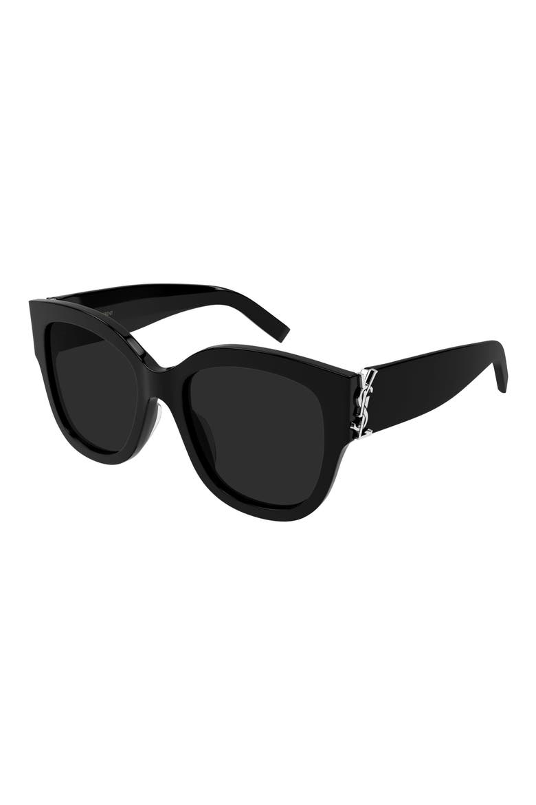 56mm Cat Eye Sunglasses, Main, color, BLACK