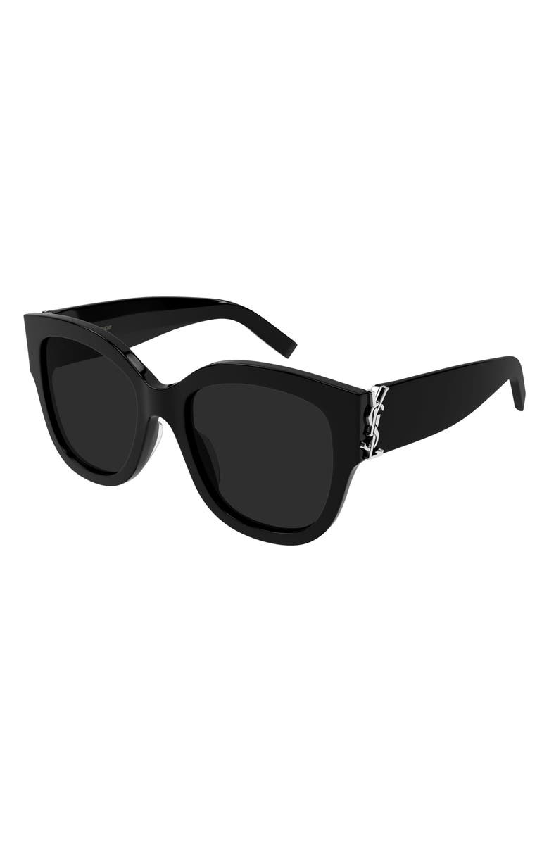 Saint Laurent 56mm Cat Eye Sunglasses, Main, color, Black
