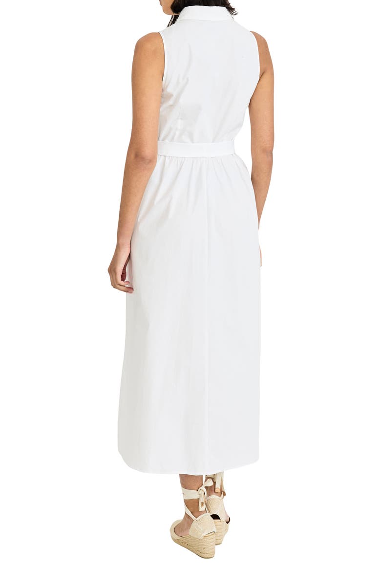 Tie Waist Stretch Cotton Shirtdress, Alternate, color, BRILLIANT WHITE