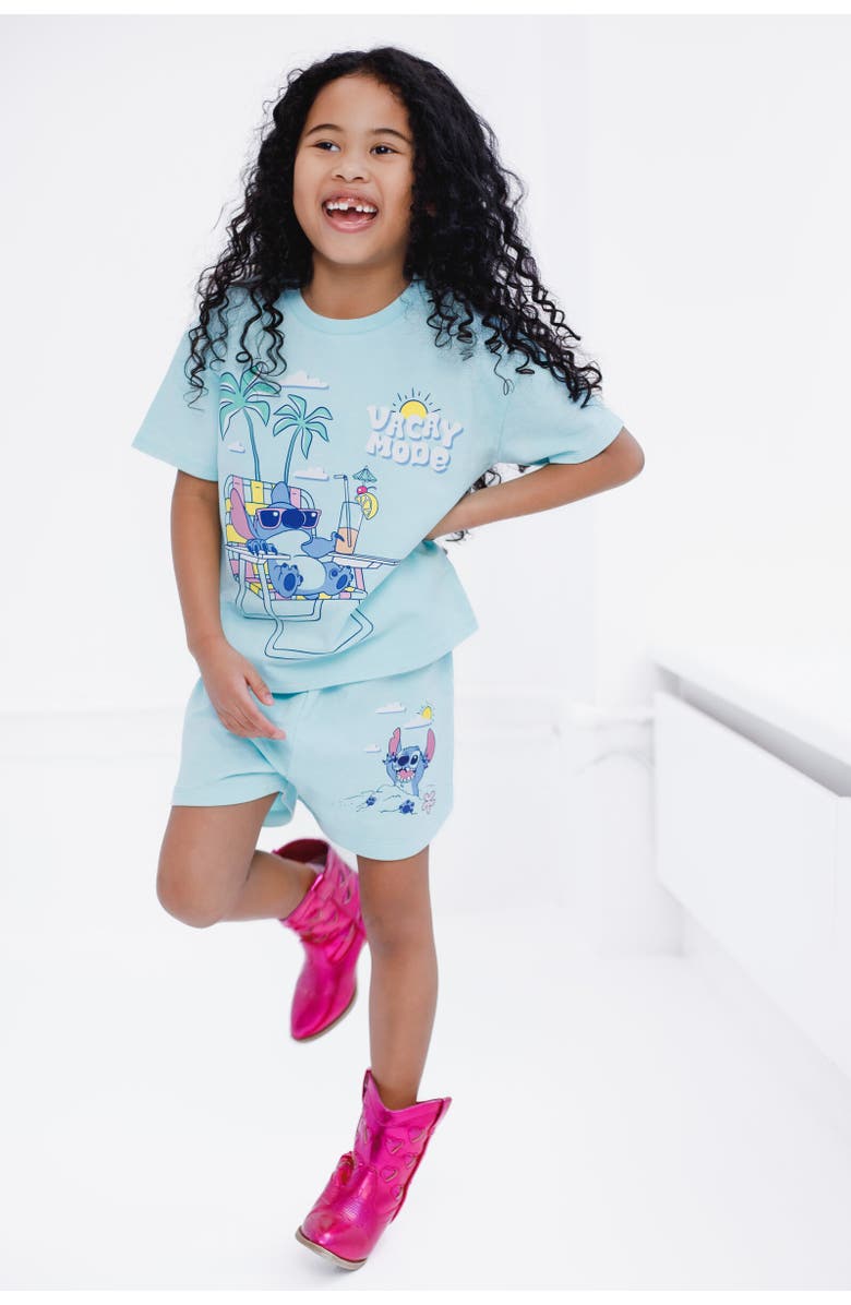 Disney Wash T-Shirt & Shorts Set, Alternate, color, Lilo & Stitch Blue