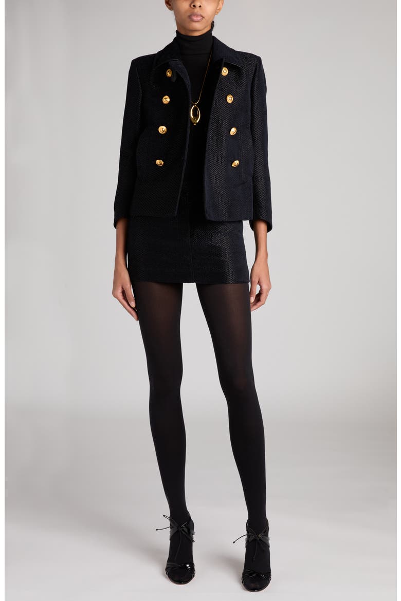 Double Breasted Bouclé Jacket, Alternate, color, COMBO BLACK/ BLUE