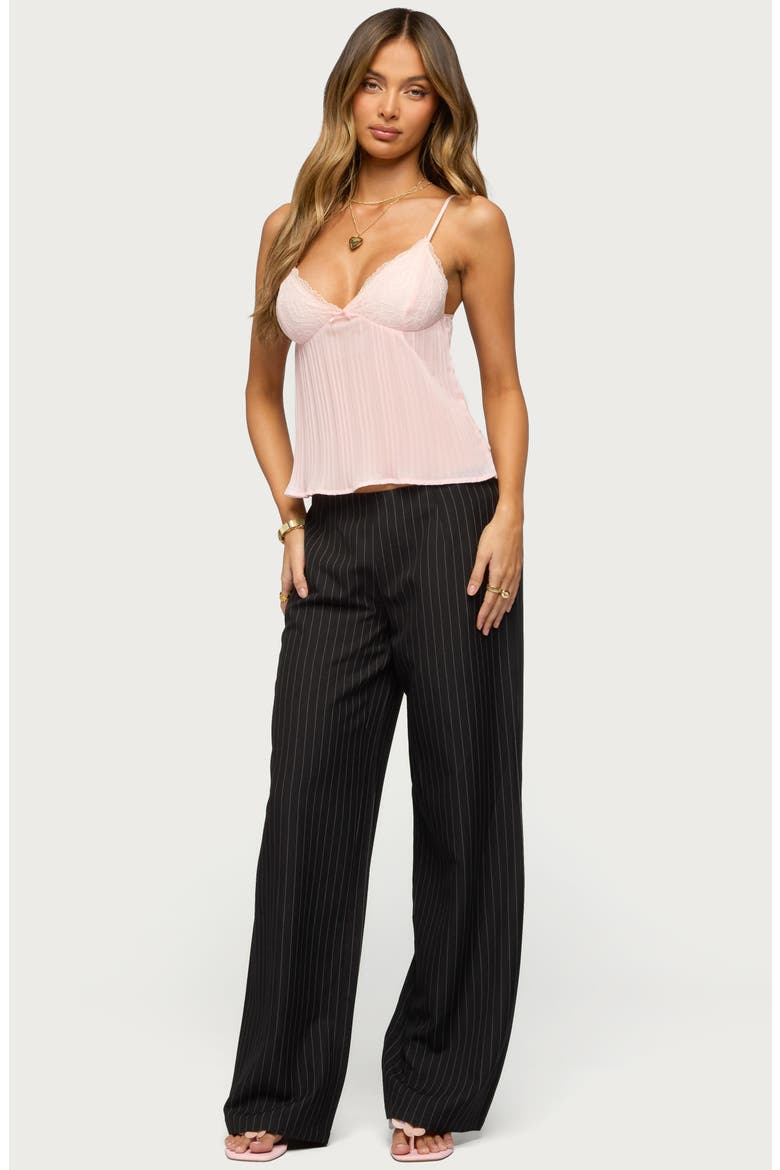 Kerie Pinstripe Wide Leg Pants, Alternate, color, BLACK