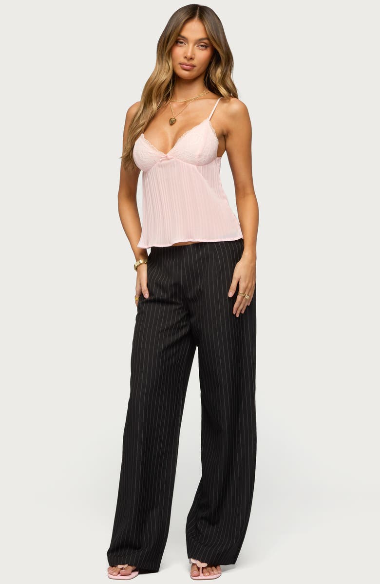 EDIKTED Kerie Pinstripe Wide Leg Pants, Alternate, color, Black