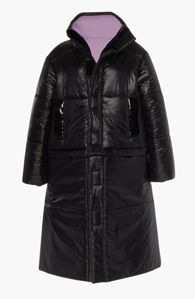 CAALO Reversible Convertible Sustainable Down Coat, Alternate, color, Black / Light Purple