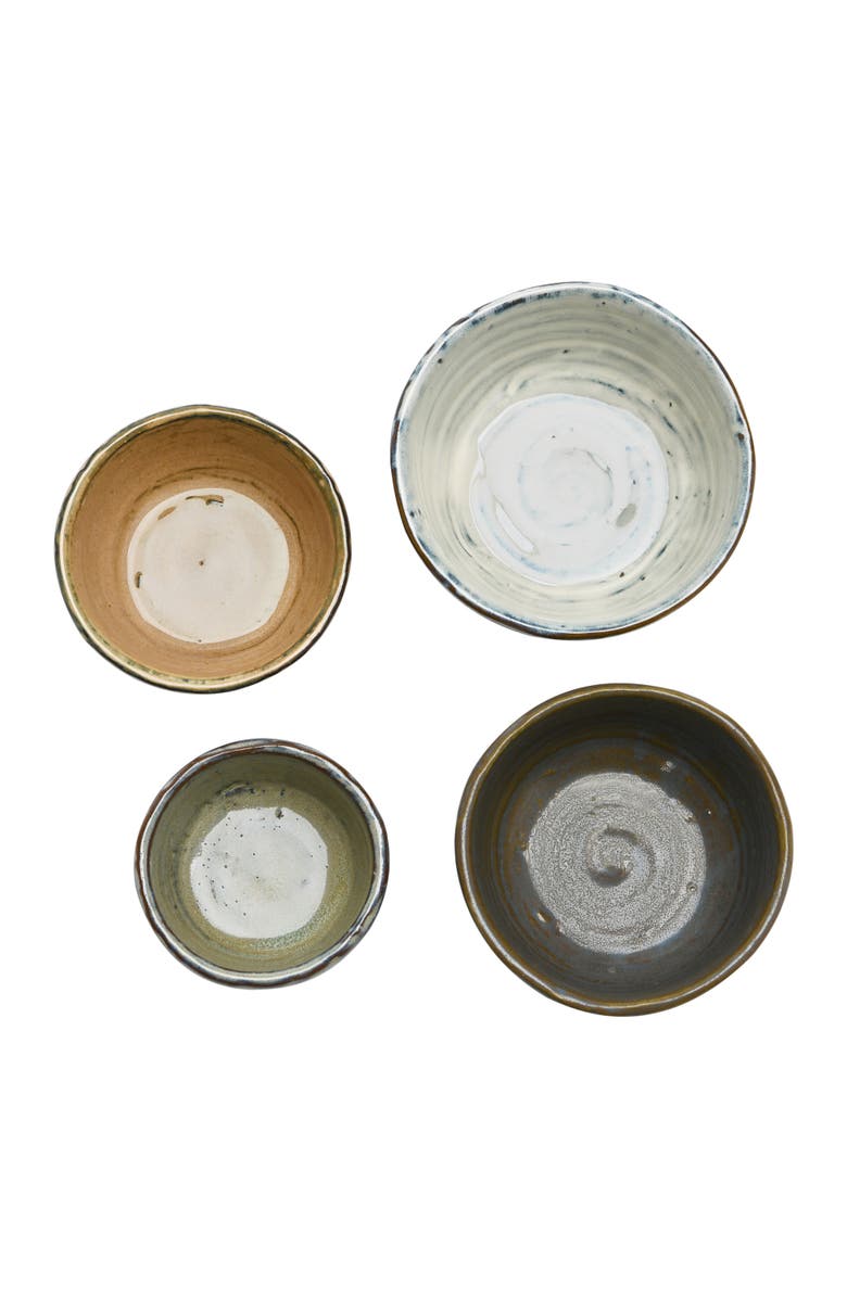 Storied Home Stoneware Bowls with Reactive Glaze Finish, Set of 4, Alternate, color, Grey
