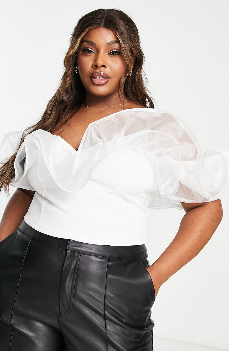 ASOS DESIGN Curve Off the Shoulder Knit Top, Main, color, 