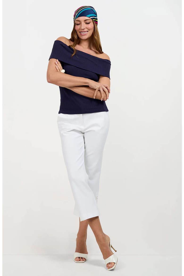 Ore Button-Hem Cropped Pant, Alternate, color, White