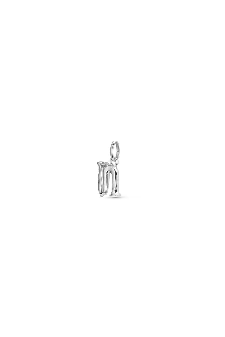 Sterling Silver-Plated Letter N Charm, Alternate, color, Silver