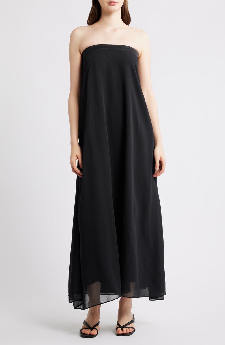 Petal & Pup Amici Strapless Bow Back Maxi Dress, Main, color, Black