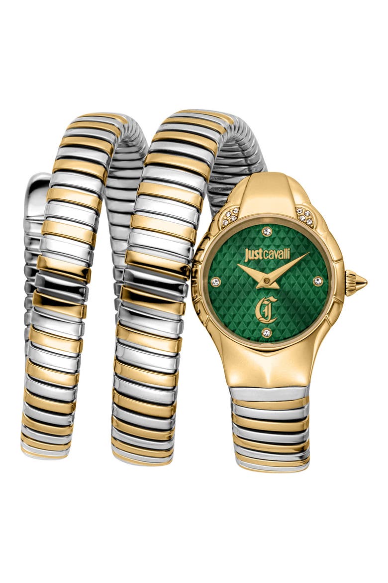 Amanta Snake Wraparound Bracelet Watch, 22.5mm x 32.5mm, Main, color, SILVER/ GOLD