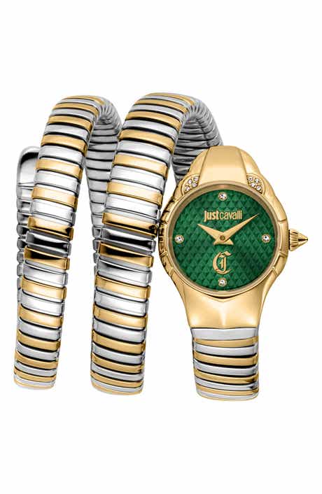 Amanta Snake Wraparound Bracelet Watch, 22.5mm x 32.5mm