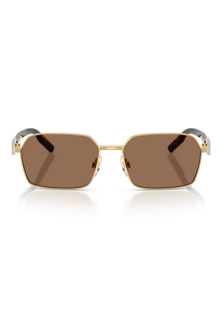 56mm Rectangular Sunglasses, Main, color, GOLD