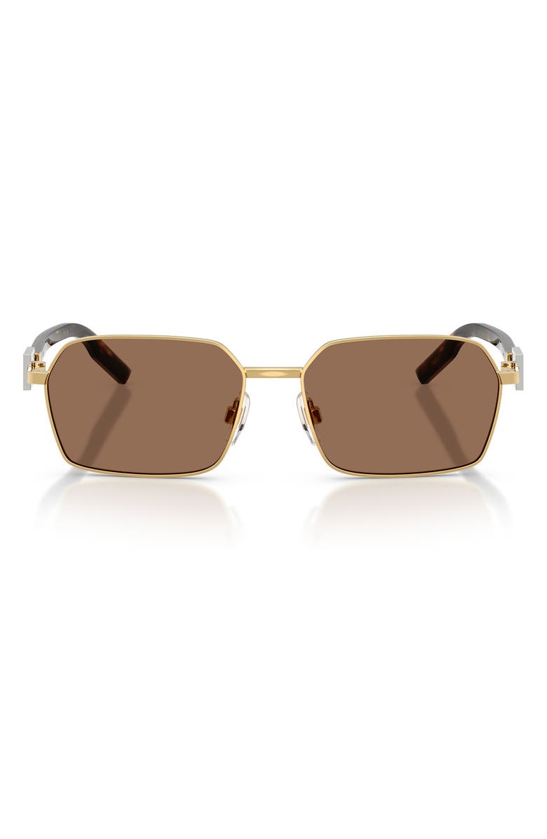 Dolce&Gabbana 56mm Rectangular Sunglasses, Main, color, Gold