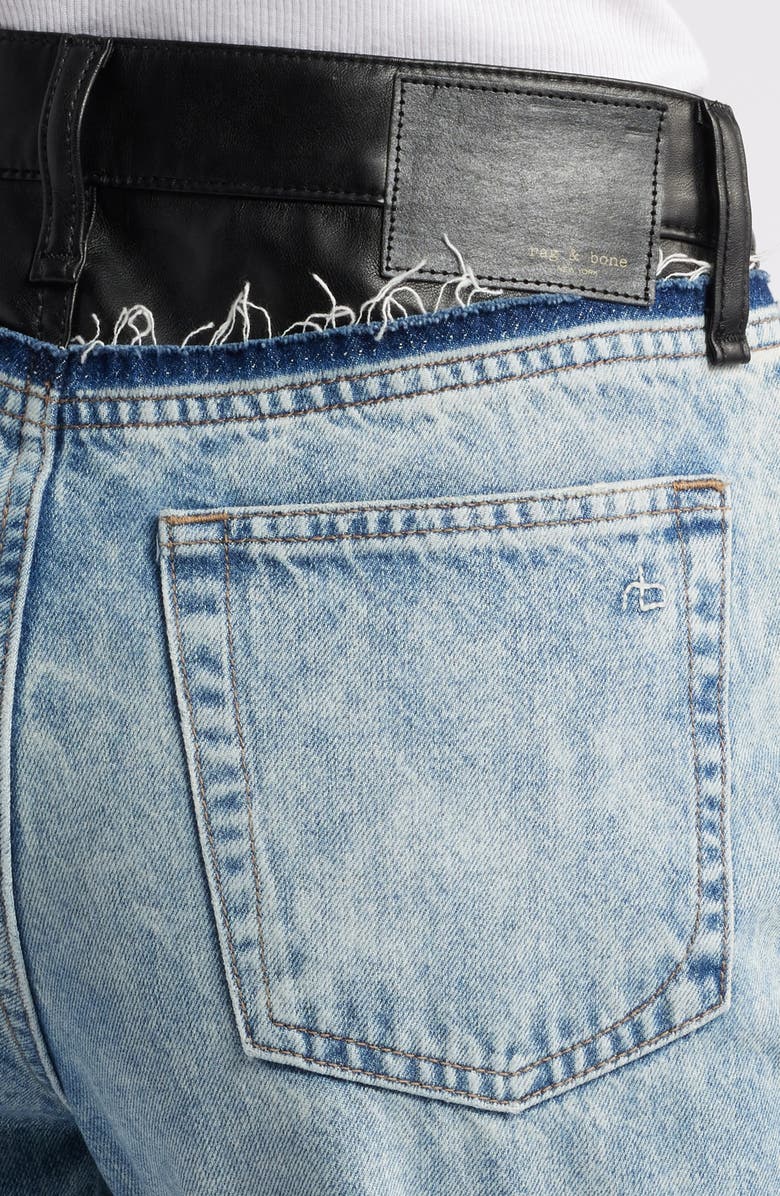 rag & bone Shea Faux Leather Trim High Waist Wide Leg Jeans, Alternate, color, Lefferts
