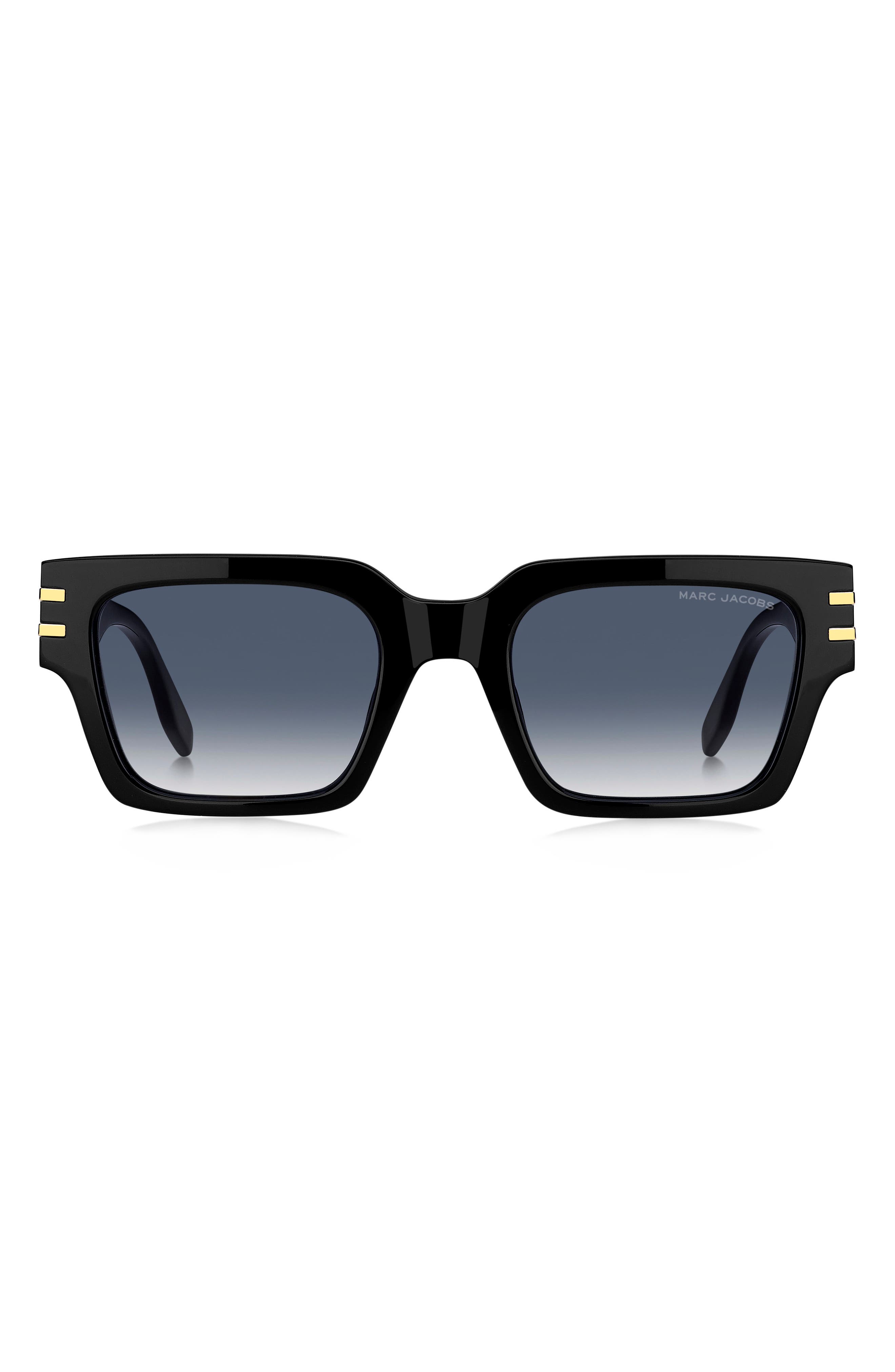 Marc Jacobs 52mm Gradient Rectangular Sunglasses in Black Gold/Dark Blue 