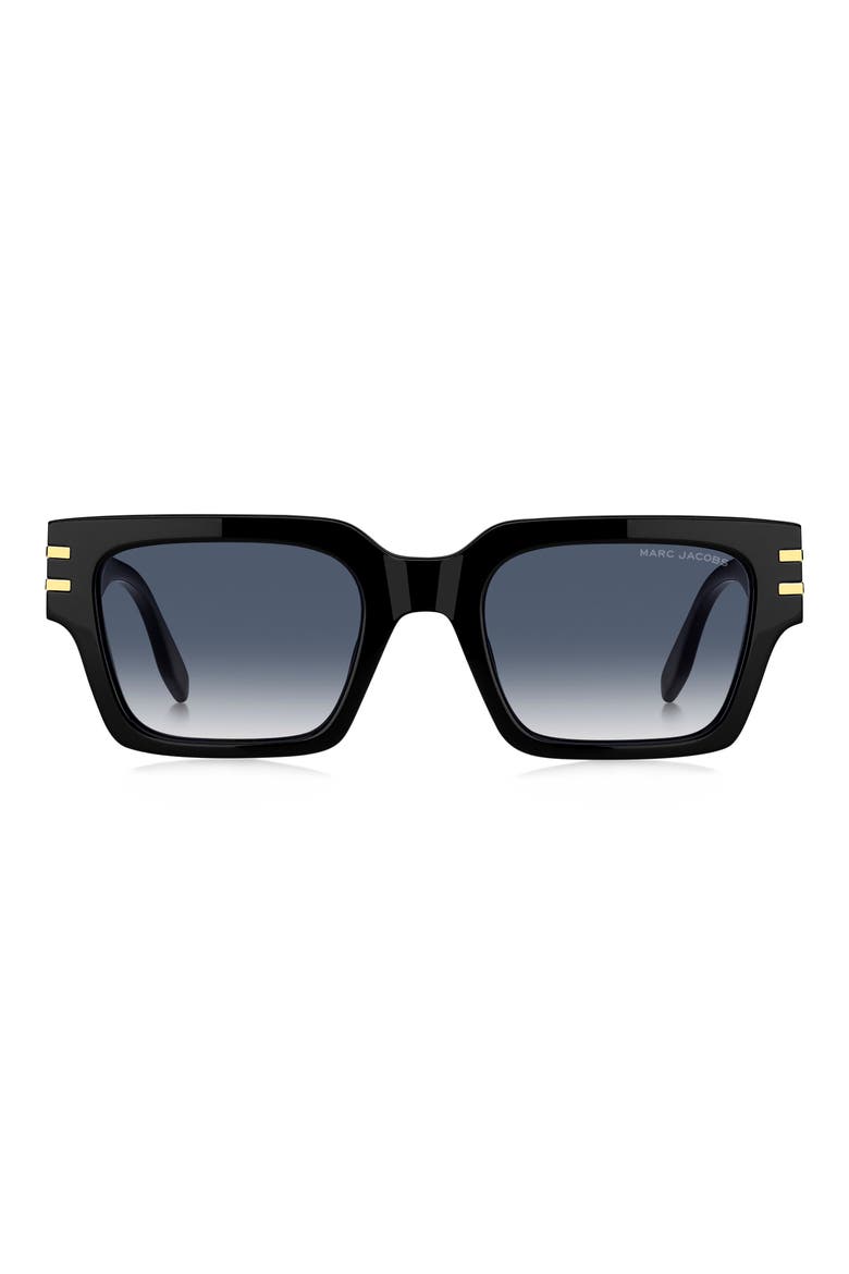 52mm Gradient Rectangular Sunglasses, Main, color, BLACK GOLD/ DARK BLUE