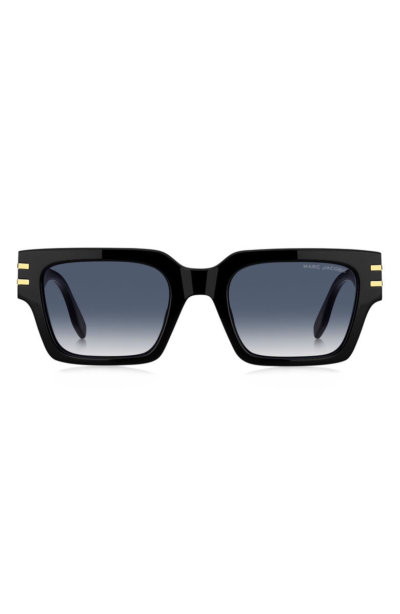 Marc Jacobs 52mm Gradient Rectangular Sunglasses, Main, color, Black Gold/ Dark Blue