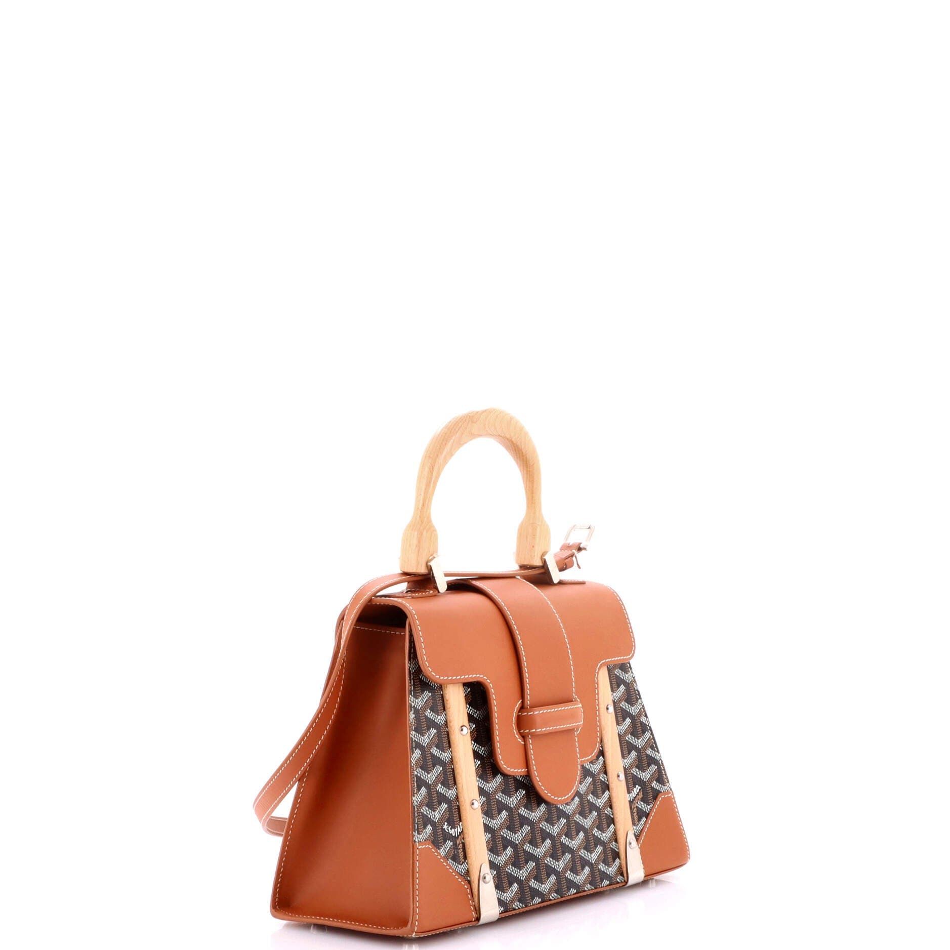 Saigon Top Handle Bag Coated Canvas with Leather PM, Alternate, color, Brown