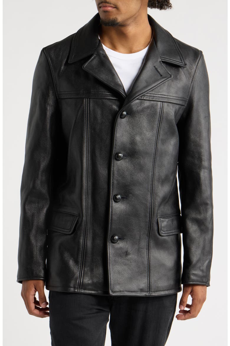 Backstage Leather Car Coat, Alternate, color, BLACK
